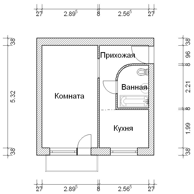 Размеры однушки