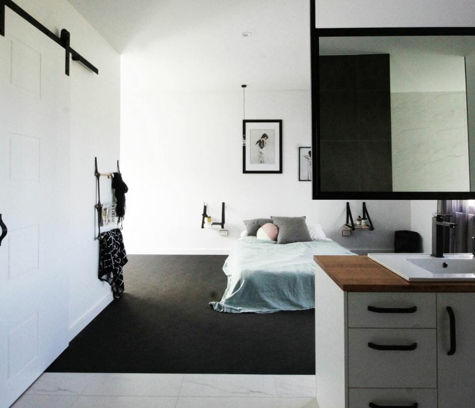 small studio apartment sliding door