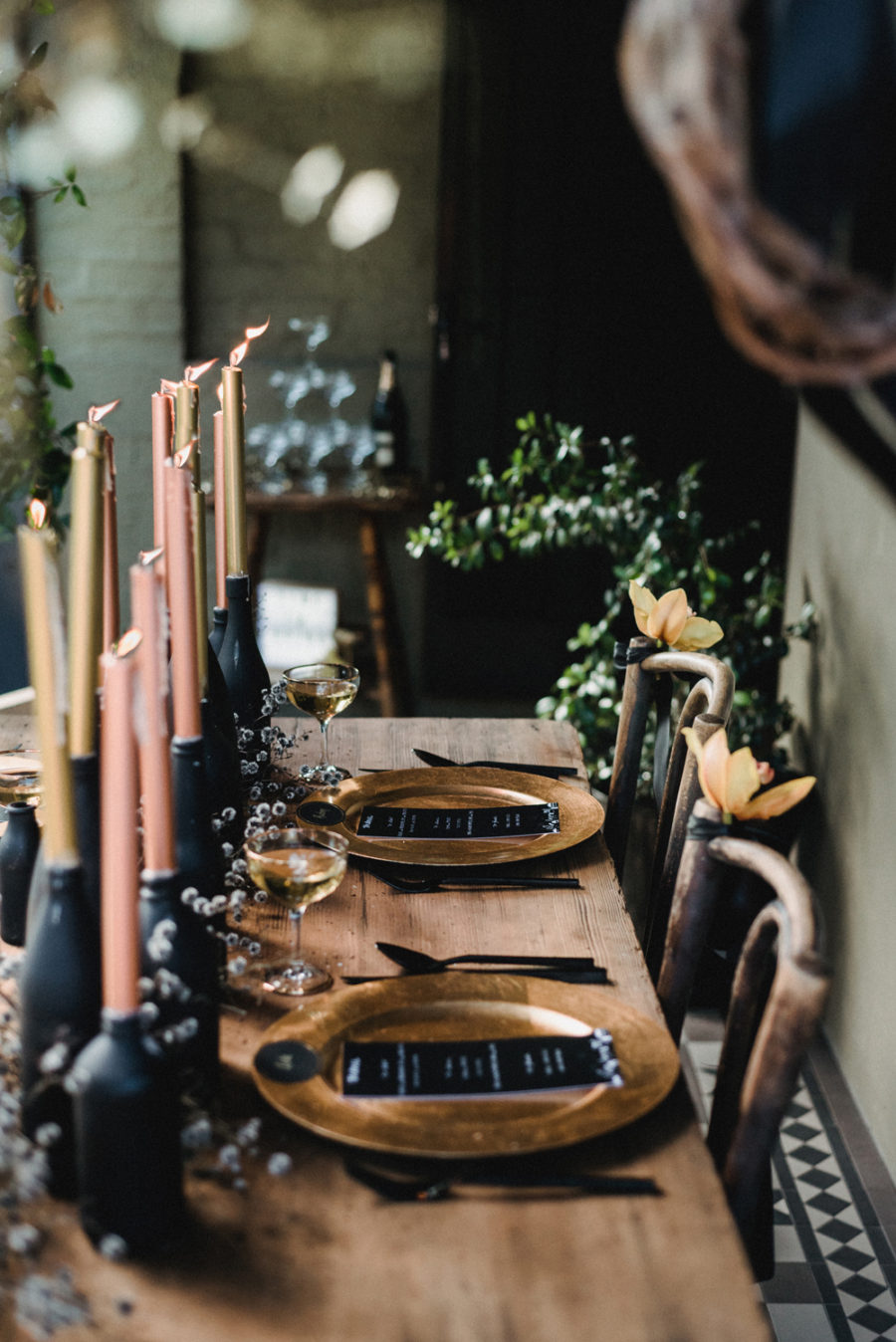 Backyard NYE party table setting