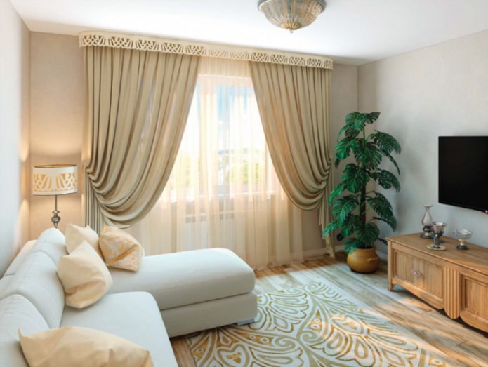 фигурный ламбрекен в гостиной фигурный ламбрекен в гостиной