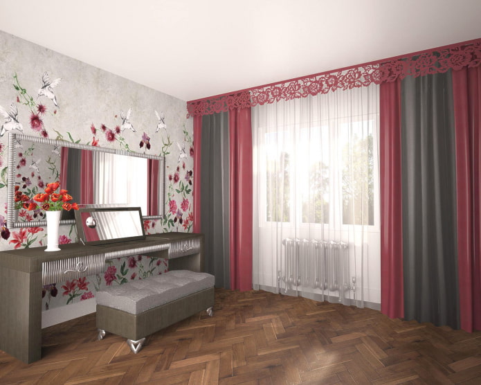 фигурный ламбрекен красного цвета фигурный ламбрекен красного цвета