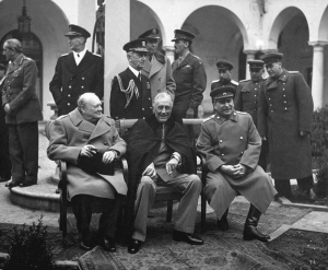 Churchill, Roosevelt and Stalin (left to right) at the Yalta Conference.