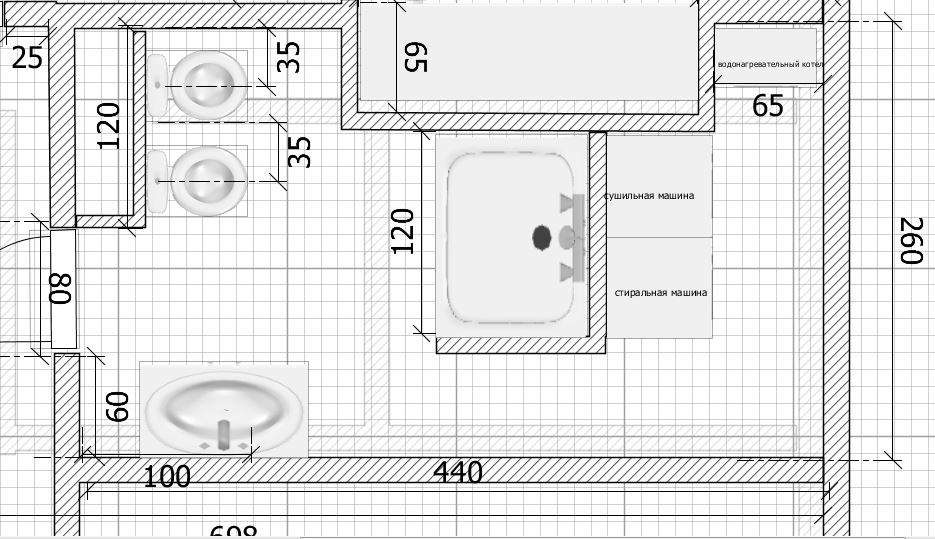 Нарисовать план ванной комнаты с размерами онлайн