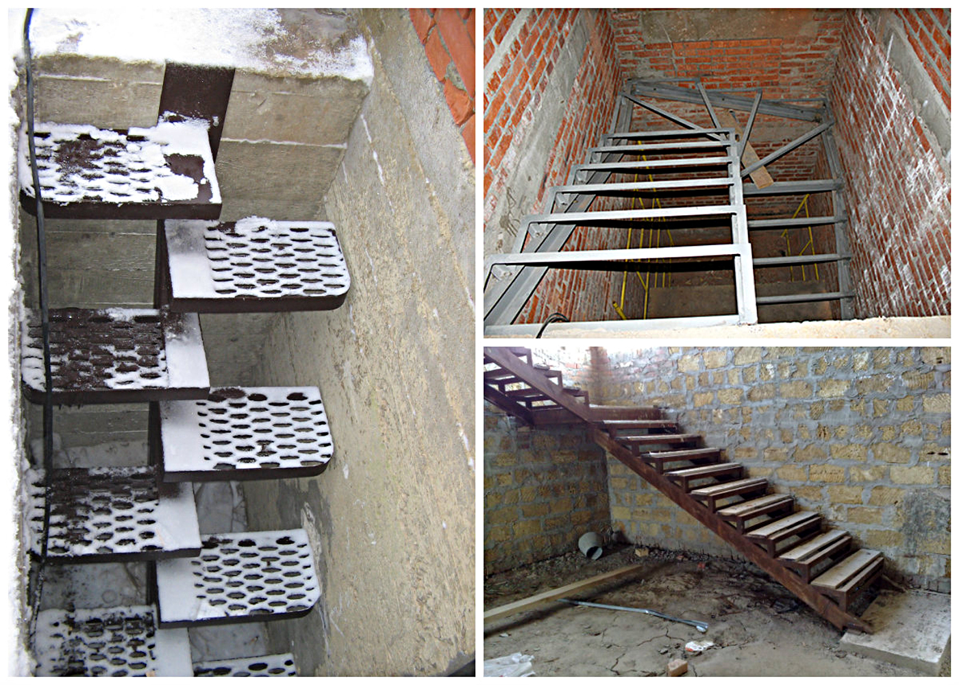 Варианты металлической лестницы в подвал