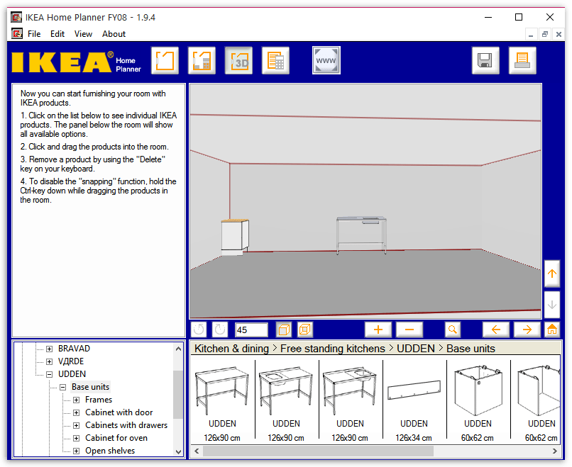3D-просмотр в IKEA Home Planner