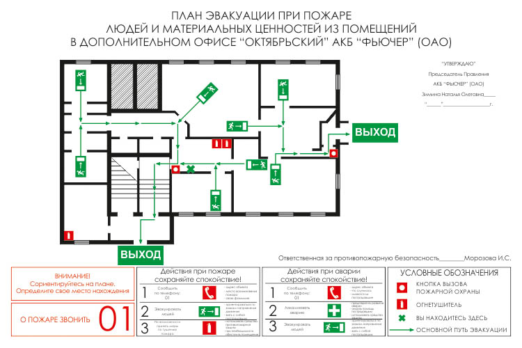 Схема эвакуации при пожаре из квартиры и подъезда