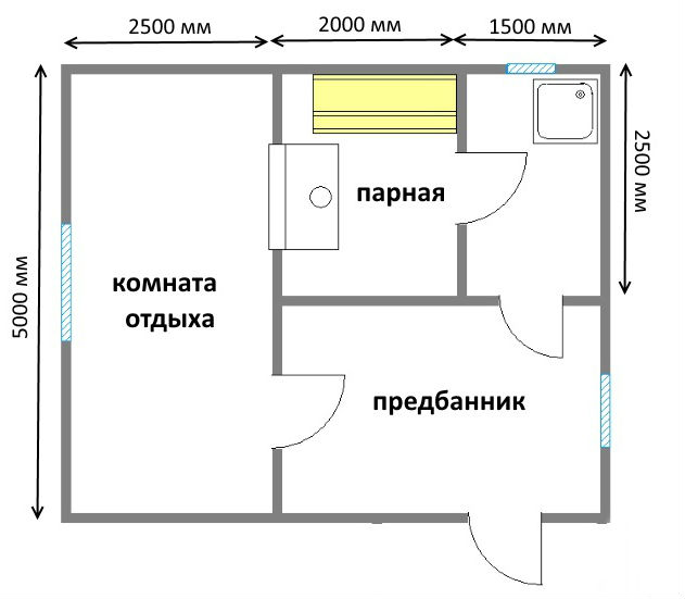 «Проекты бани с комнатой отдыха: особенности составления, виды» фото - proekt komnata otdyha 3