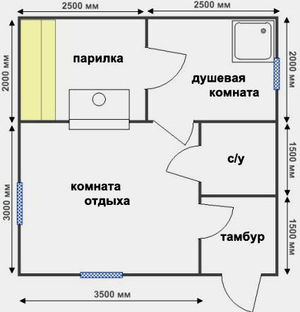 «Проекты бани с комнатой отдыха: особенности составления, виды» фото - proekt komnata otdyha 4