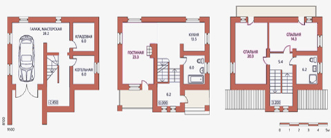 планировка дома с гаражом в цокольном этаже
