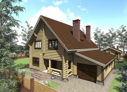 проект двухэтажного деревянного дома с гаражом
