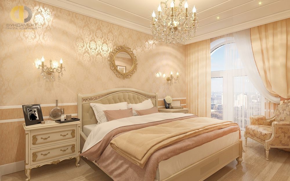 Дизайн спальни в классическом стиле в квартире. Фото 2018