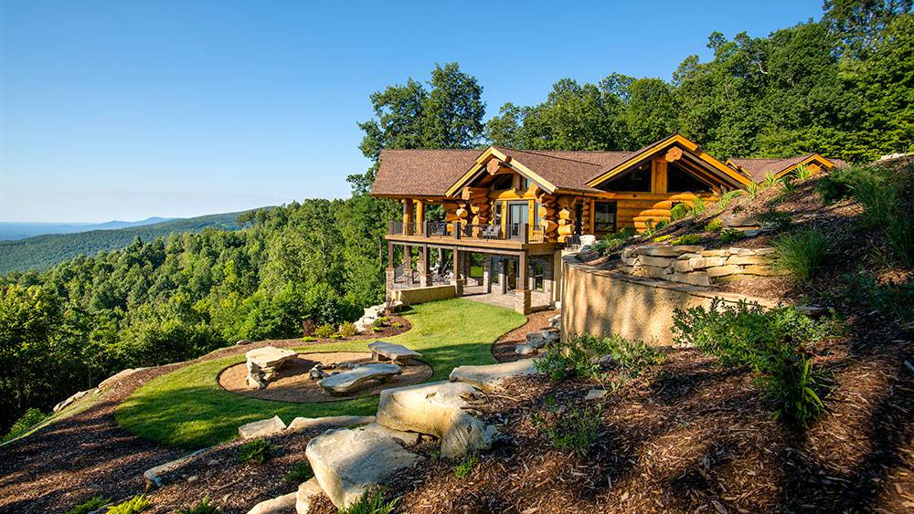 North Carolina Log Home on a Slope