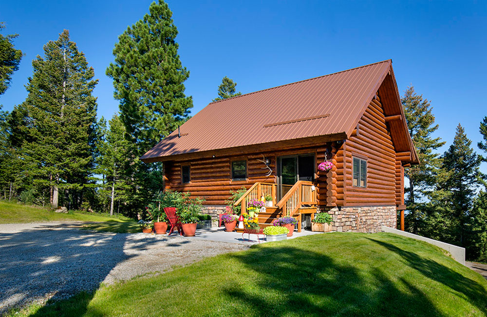 Custom Log Home on a Slope With Basement