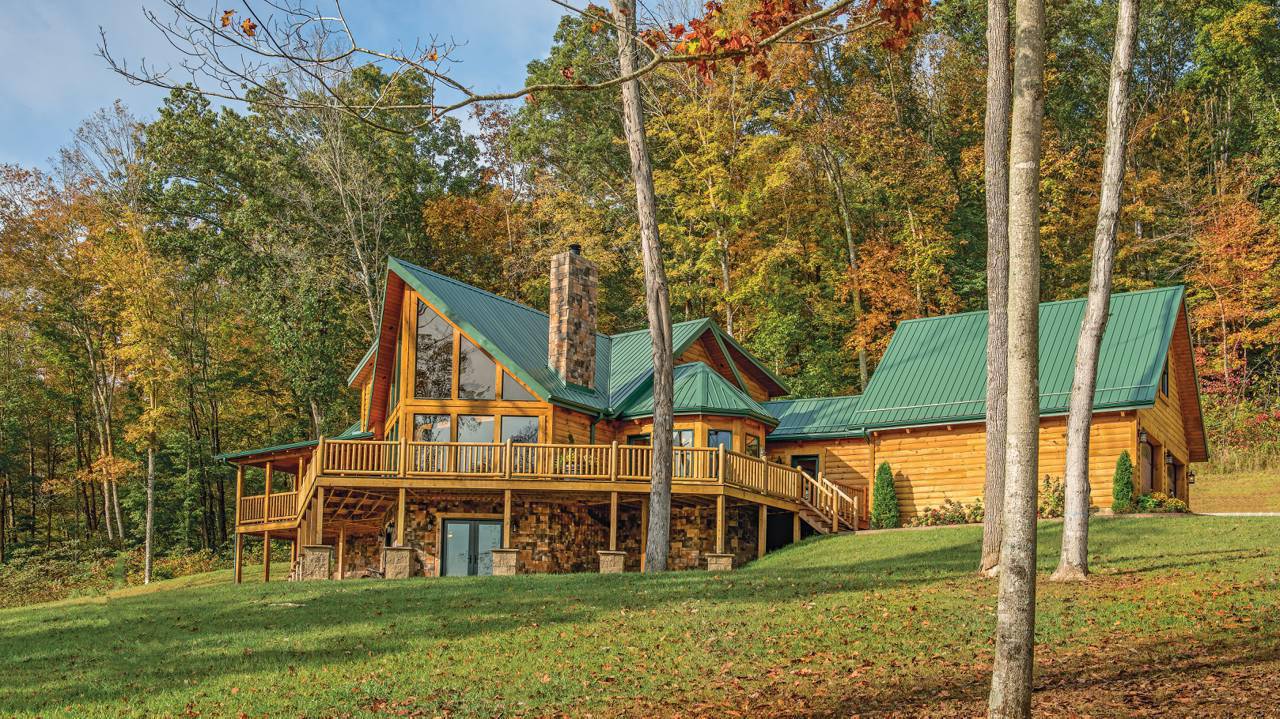 Log Home on a Sloped Site