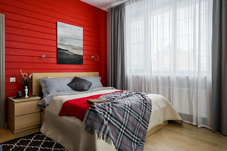 Красная спальня - Дизайн интерьера 2018