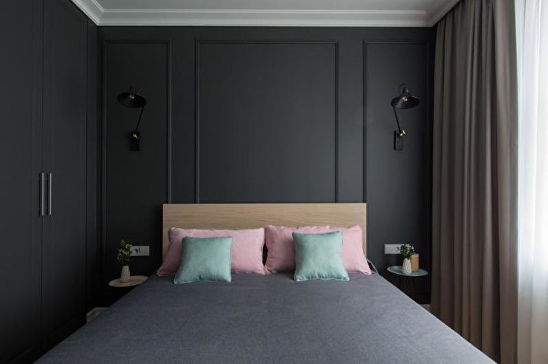 Черная спальня - Дизайн интерьера 2018