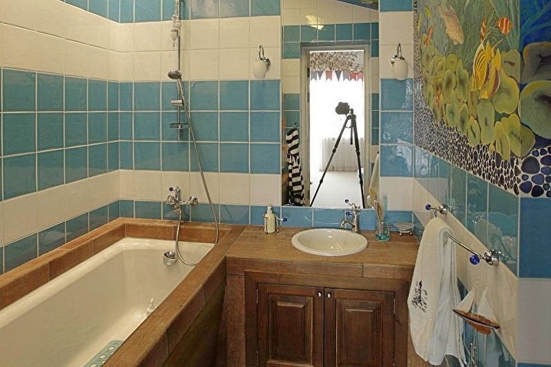 Ванная комната 3 кв.м. в морском стиле - Дизайн интерьера
