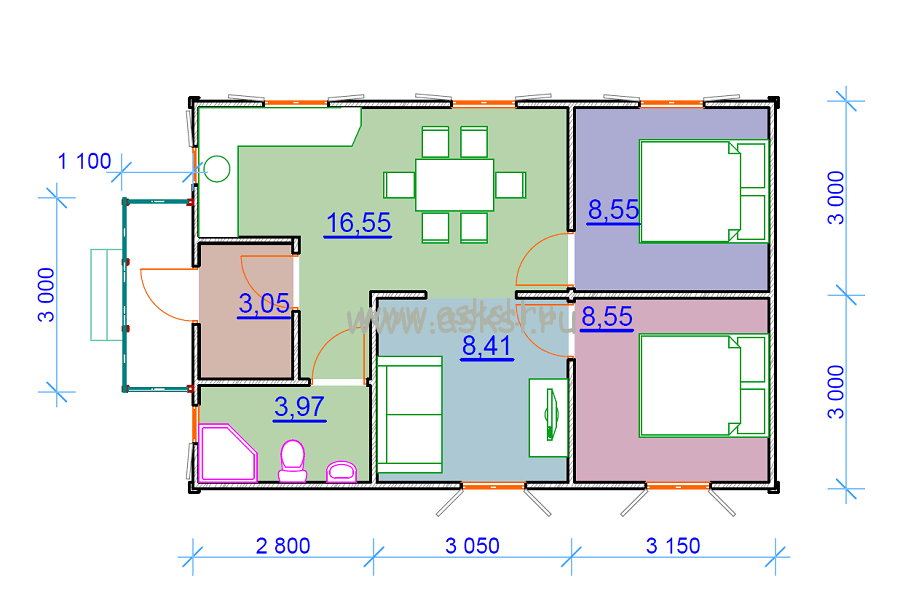 План дома 6х9 одноэтажный