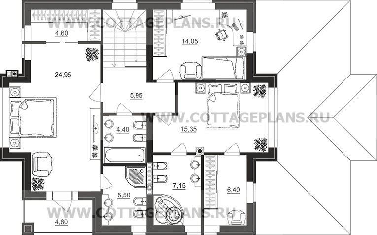 Поэтажные планы проект дома 100-42 общ. площадь 178,20 м2