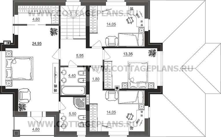 Поэтажные планы проект дома 100-48 общ. площадь 179,40 м2