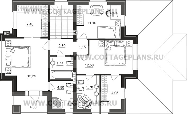 Поэтажные планы проект дома 100-47 общ. площадь 143,75 м2