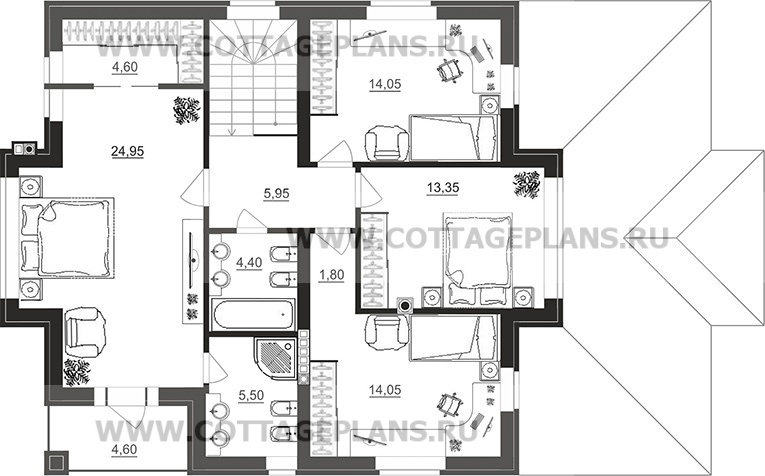 Поэтажные планы проект дома 100-42 общ. площадь 178,20 м2