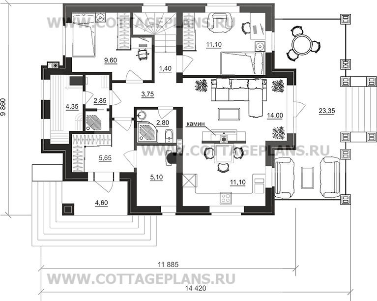 Поэтажные планы проект дома 100-41 общ. площадь 142,55 м2