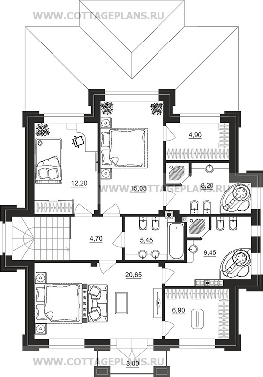 Поэтажные планы проект дома 100-75 общ. площадь 175,25 м2