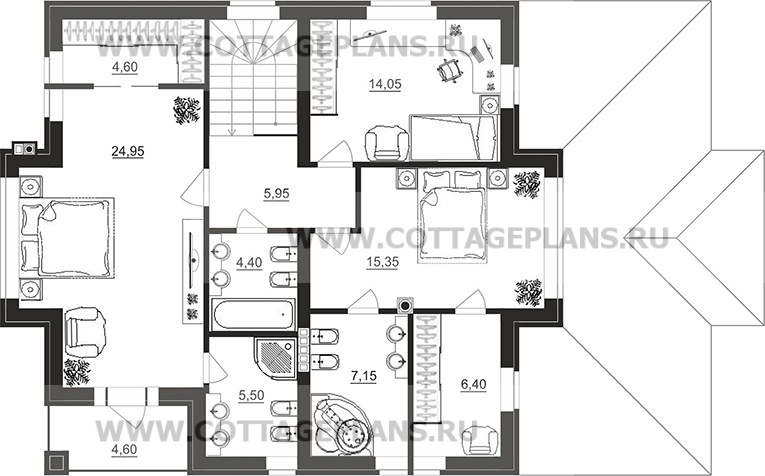 Поэтажные планы проект дома 100-48 общ. площадь 179,40 м2
