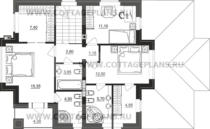 Поэтажные планы проект дома 100-41 общ. площадь 142,55 м2