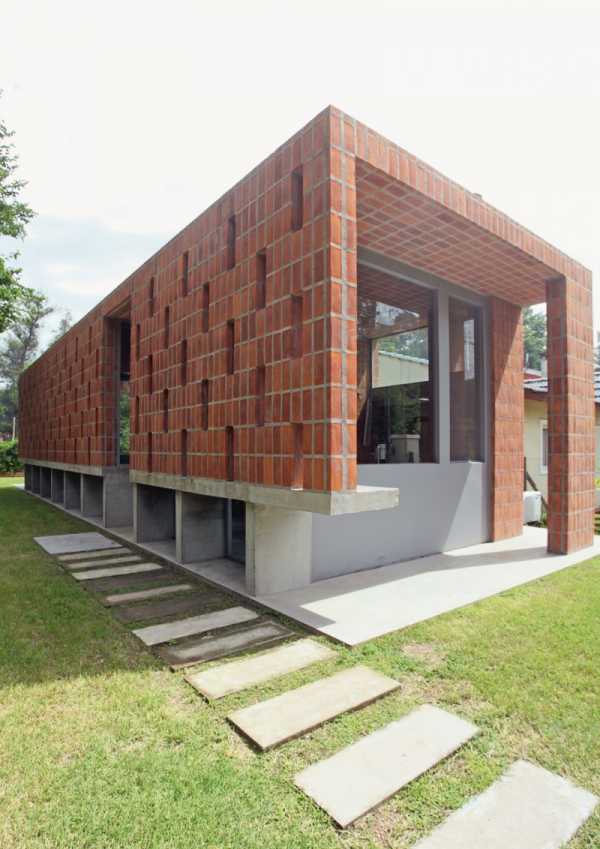 Дизайн дома из серого кирпича
